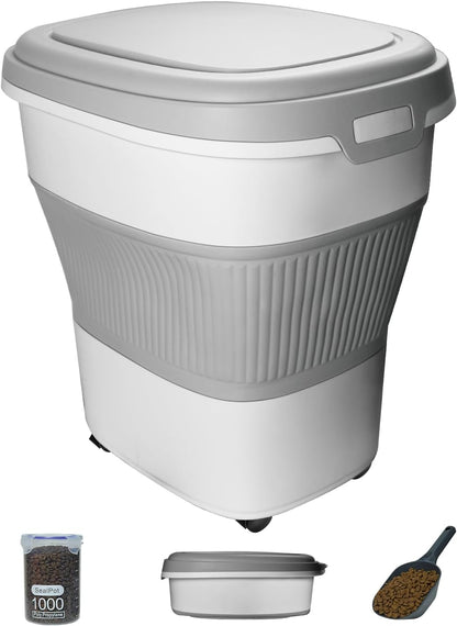 HOYTAMDAR 13Lbs Collapsible Dog Food Storage Container,Dog Food Container | Pet Food Storage Container with Airtight Lid,Measuring Scoop,Cat Food Storage Container Dry Food for Pets,Rice,Cereal