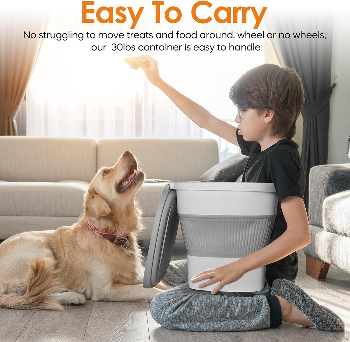 HOYTAMDAR 13Lbs Collapsible Dog Food Storage Container,Dog Food Container | Pet Food Storage Container with Airtight Lid,Measuring Scoop,Cat Food Storage Container Dry Food for Pets,Rice,Cereal