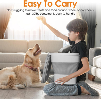 HOYTAMDAR 13Lbs Collapsible Dog Food Storage Container,Dog Food Container | Pet Food Storage Container with Airtight Lid,Measuring Scoop,Cat Food Storage Container Dry Food for Pets,Rice,Cereal