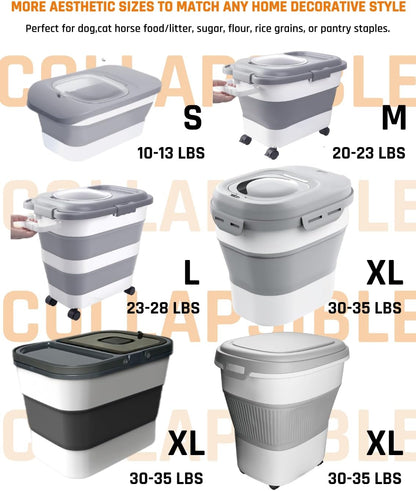 HOYTAMDAR 13Lbs Collapsible Dog Food Storage Container,Dog Food Container | Pet Food Storage Container with Airtight Lid,Measuring Scoop,Cat Food Storage Container Dry Food for Pets,Rice,Cereal