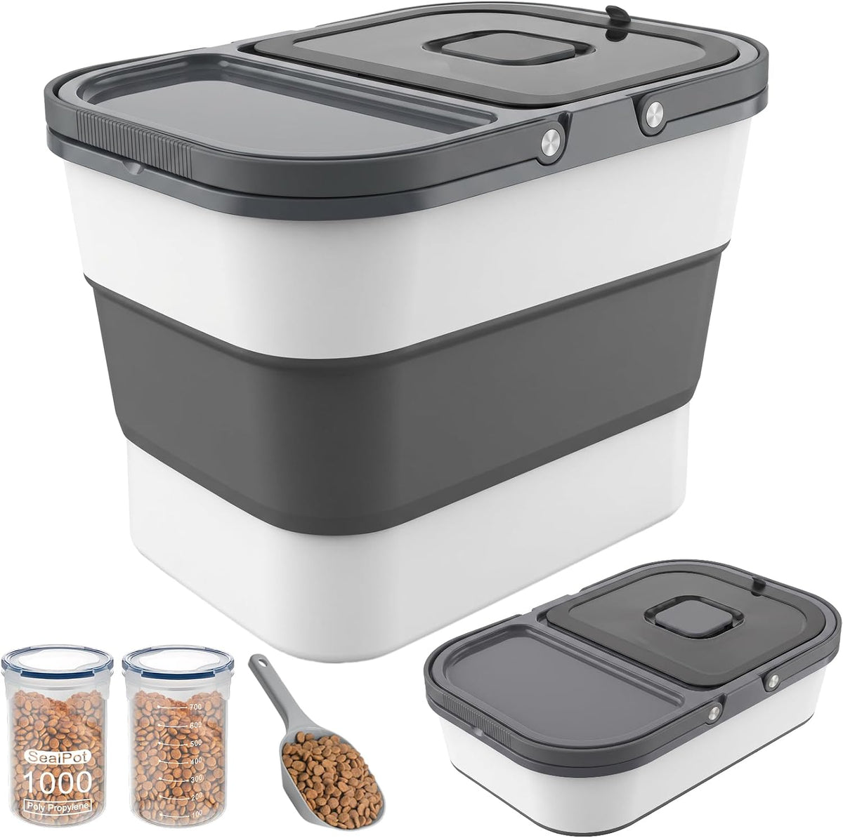 HOYTAMDAR 13Lbs Collapsible Dog Food Storage Container,Dog Food Container | Pet Food Storage Container with Airtight Lid,Measuring Scoop,Cat Food Storage Container Dry Food for Pets,Rice,Cereal