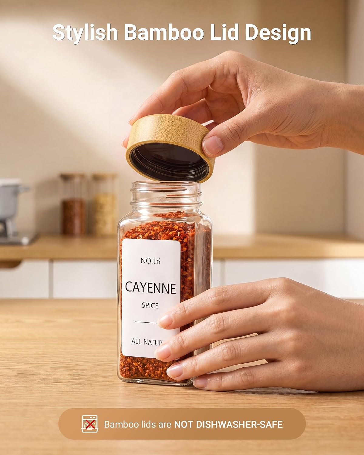 24 Pack Glass Spice Jars : 492 Lables & Pepper Grinder