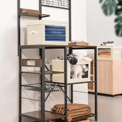 Storage Bins with Lids - Fabric Storage Boxe with Window, Collapsible Closet Organizers with Handles, Decorative Bin, Home Cubes Baskets for Clothes, Hat, Books, Dark Grey