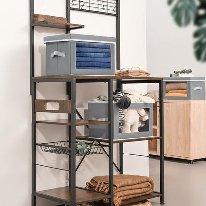 Storage Bins with Lids - Fabric Storage Boxe with Window, Collapsible Closet Organizers with Handles, Decorative Bin, Home Cubes Baskets for Clothes, Hat, Books, Dark Grey