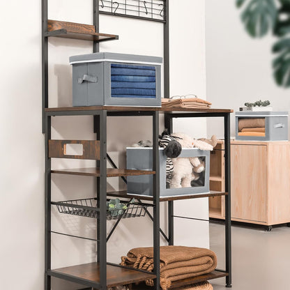 Storage Bins with Lids - Fabric Storage Boxe with Window, Collapsible Closet Organizers with Handles, Decorative Bin, Home Cubes Baskets for Clothes, Hat, Books, Dark Grey