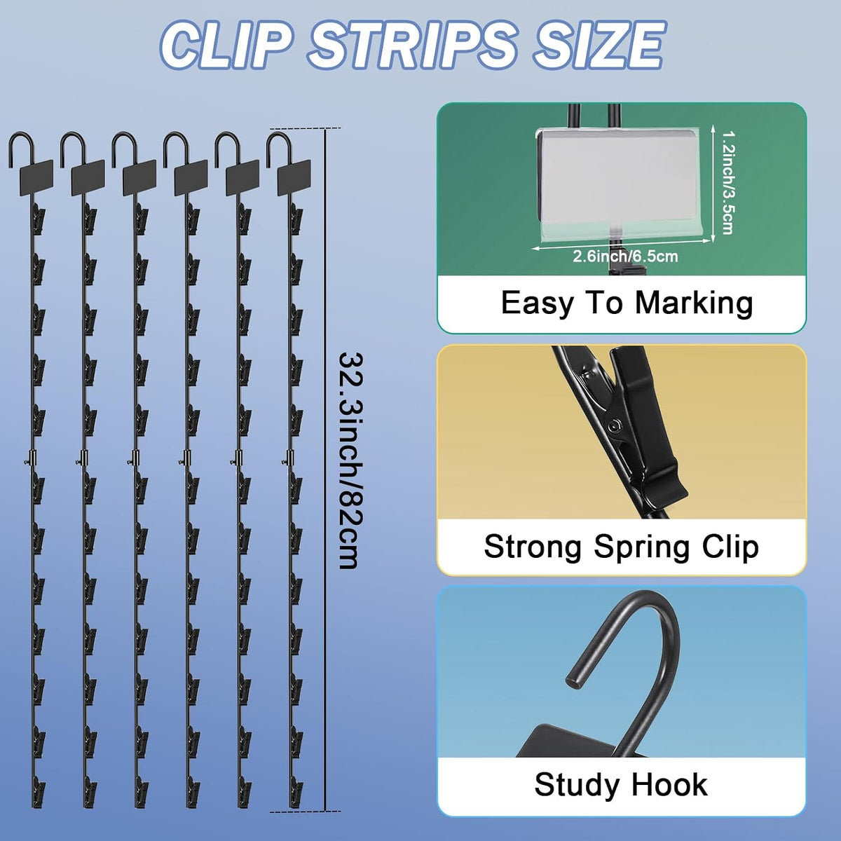 Hanging Chip Clip Strips for Merchandising with Hooks, 32 inch Chip Display Rack Stand 48 Clips Potato Chip Bag Holder with Label Headers Metal Retail Display Rack for Snack Candy Black