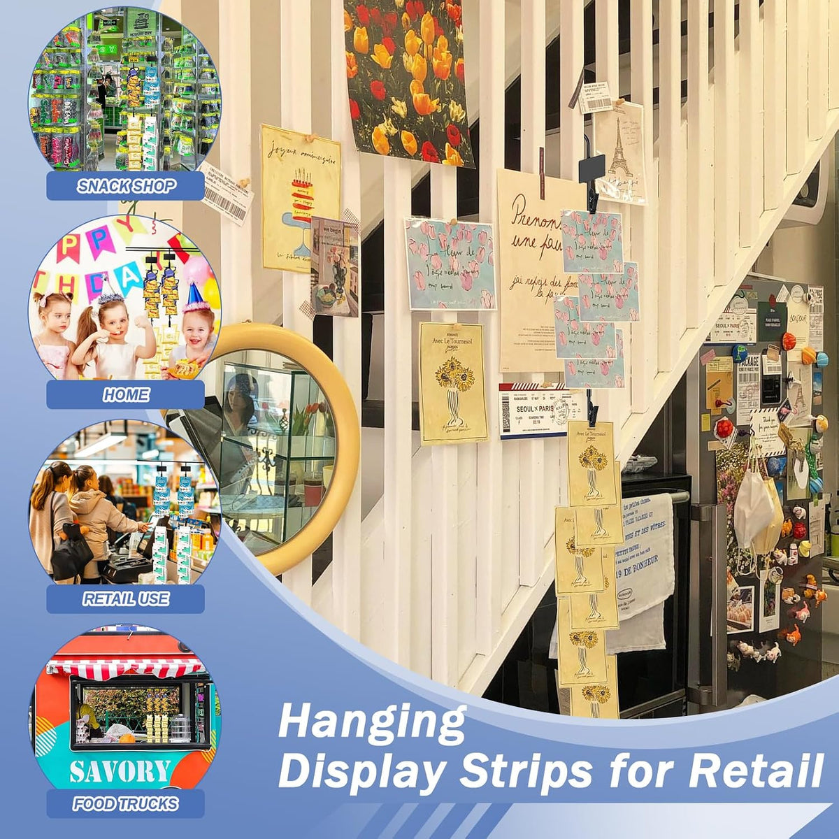 Hanging Chip Clip Strips for Merchandising with Hooks, 32 inch Chip Display Rack Stand 48 Clips Potato Chip Bag Holder with Label Headers Metal Retail Display Rack for Snack Candy Black