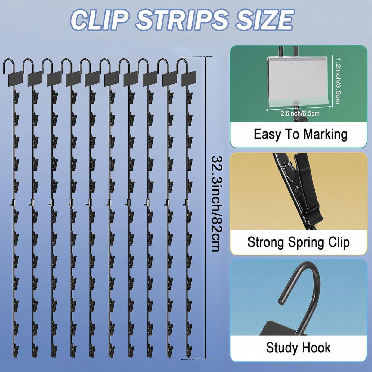 Hanging Chip Clip Strips for Merchandising with Hooks, 32 inch Chip Display Rack Stand 48 Clips Potato Chip Bag Holder with Label Headers Metal Retail Display Rack for Snack Candy Black