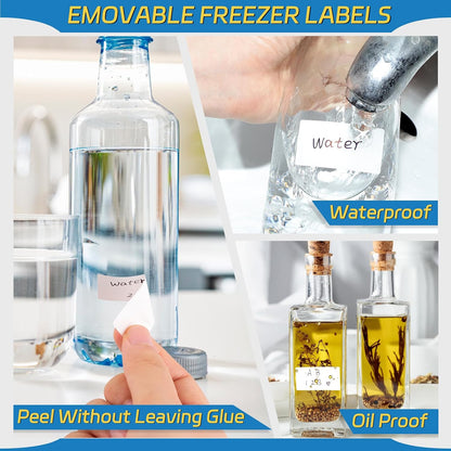2000 Freezer Labels 1" x 2", Removable Waterproof Food Container Stickers | Perforated Rolls, Oil-Resistant Paper, Strong Adhesive, Residue-Free Removal, for Jars, Bottles, Bags, and Containers