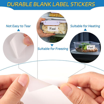 2000 Freezer Labels 1" x 2", Removable Waterproof Food Container Stickers | Perforated Rolls, Oil-Resistant Paper, Strong Adhesive, Residue-Free Removal, for Jars, Bottles, Bags, and Containers