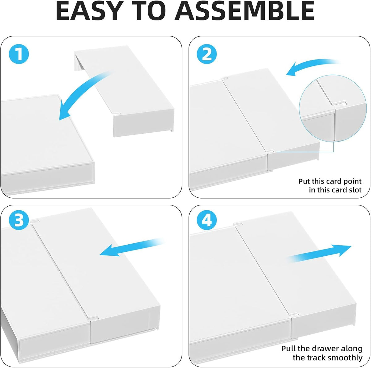 Expandable Desk Drawer Organizer, Clear Plastic Drawer Organizer Tray with 10 Adjustable Compartments, Desk Organizers and Accessories, 5 Drawer Dividers for Office Supplies, Makeup(White)