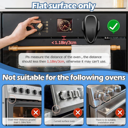 (2 Pack) Oven Lock Child Safety - Baby Proofing Oven Door Locks - Oven Front Lock, Baby Proofing Oven Door Locks, Easy to Install & Use Durable and Heat-Resistant Material,- Black