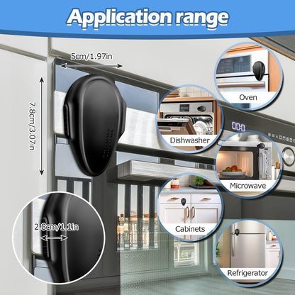 (2 Pack) Oven Lock Child Safety - Baby Proofing Oven Door Locks - Oven Front Lock, Baby Proofing Oven Door Locks, Easy to Install & Use Durable and Heat-Resistant Material,- Black