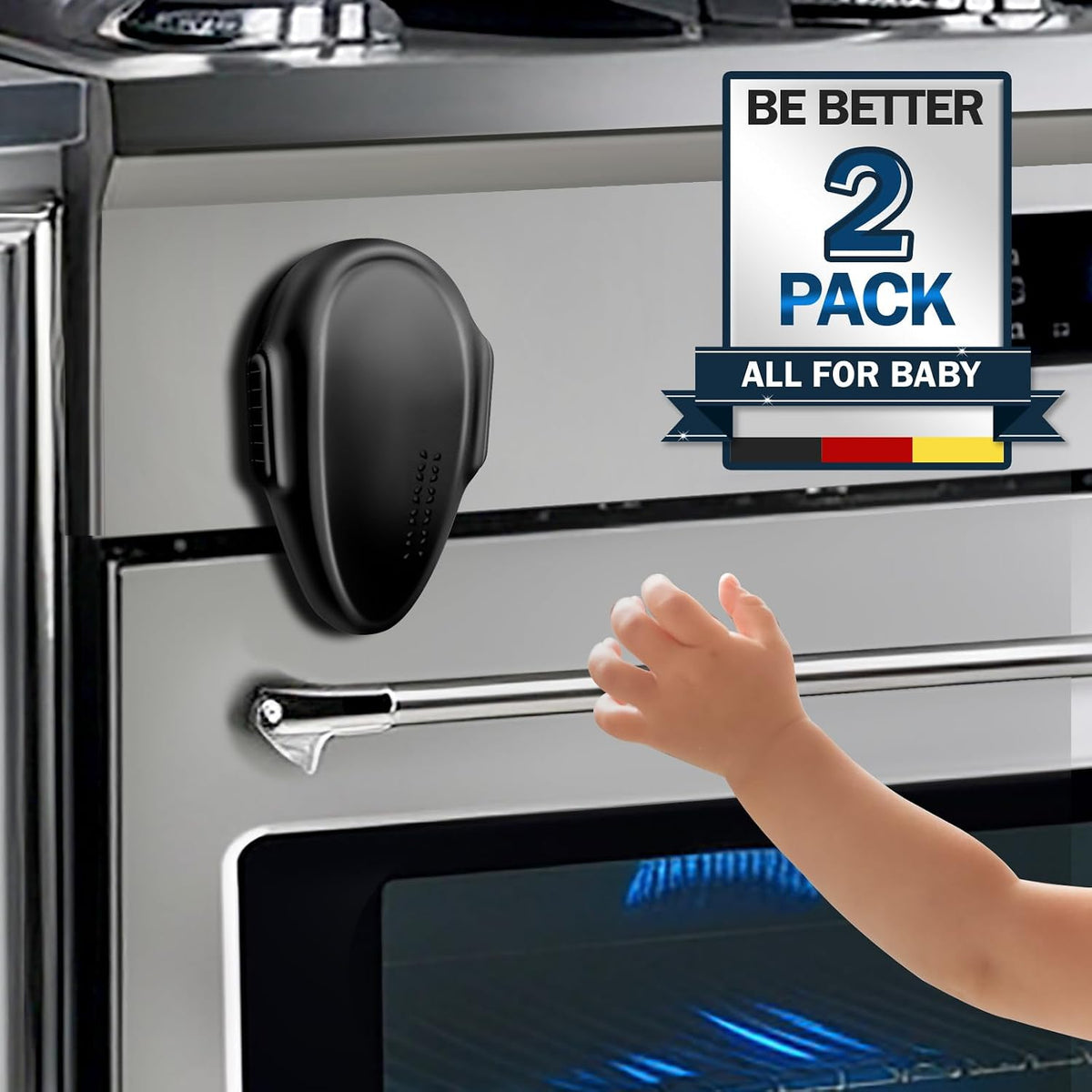 (2 Pack) Oven Lock Child Safety - Baby Proofing Oven Door Locks - Oven Front Lock, Baby Proofing Oven Door Locks, Easy to Install & Use Durable and Heat-Resistant Material,- Black