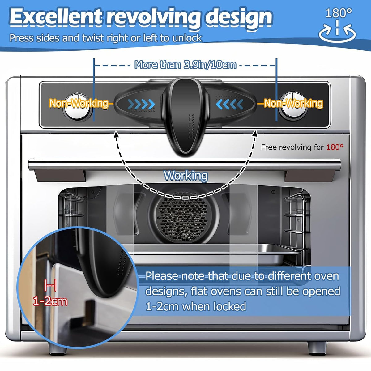 (2 Pack) Oven Lock Child Safety - Baby Proofing Oven Door Locks - Oven Front Lock, Baby Proofing Oven Door Locks, Easy to Install & Use Durable and Heat-Resistant Material,- Black