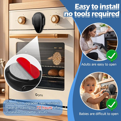 (2 Pack) Oven Lock Child Safety - Baby Proofing Oven Door Locks - Oven Front Lock, Baby Proofing Oven Door Locks, Easy to Install & Use Durable and Heat-Resistant Material,- Black