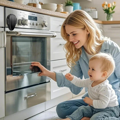 (2 Pack) Oven Lock Child Safety - Baby Proofing Oven Door Locks - Oven Front Lock, Baby Proofing Oven Door Locks, Easy to Install & Use Durable and Heat-Resistant Material,- Black