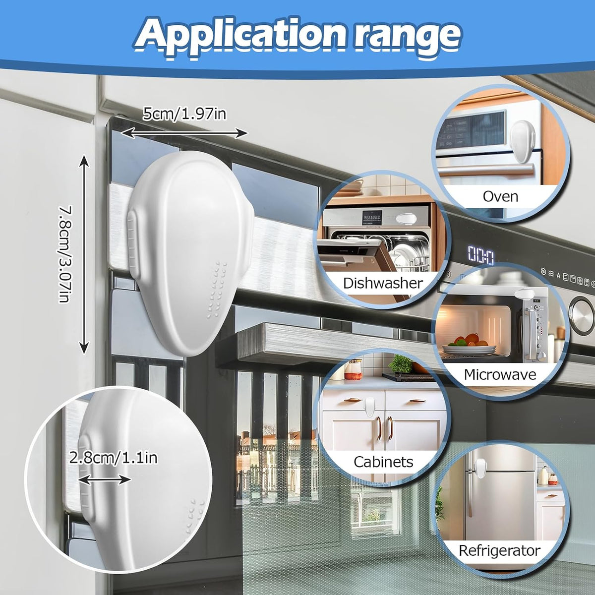 (2 Pack) Oven Lock Child Safety - Baby Proofing Oven Door Locks - Oven Front Lock, Baby Proofing Oven Door Locks, Easy to Install & Use Durable and Heat-Resistant Material,- Black