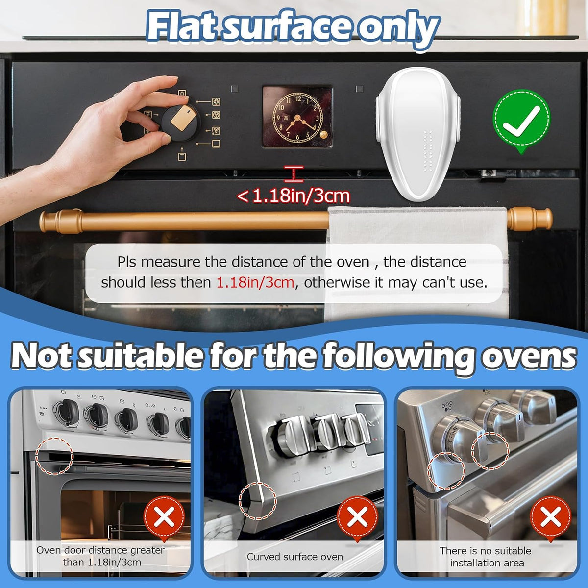 (2 Pack) Oven Lock Child Safety - Baby Proofing Oven Door Locks - Oven Front Lock, Baby Proofing Oven Door Locks, Easy to Install & Use Durable and Heat-Resistant Material,- Black