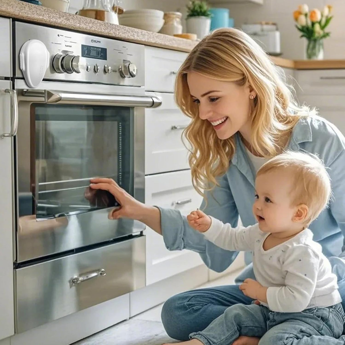 (2 Pack) Oven Lock Child Safety - Baby Proofing Oven Door Locks - Oven Front Lock, Baby Proofing Oven Door Locks, Easy to Install & Use Durable and Heat-Resistant Material,- Black