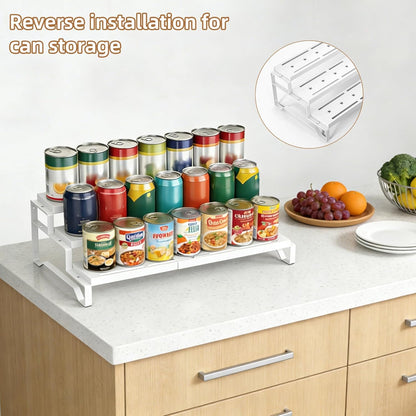 SANKEU Expandable Spice Rack Organizer for Cabinet 3 Tiered Metal Seasoning Organization with Guardrails Spice Shelf Storage for Jars Adjustable Length 13"-21" Black