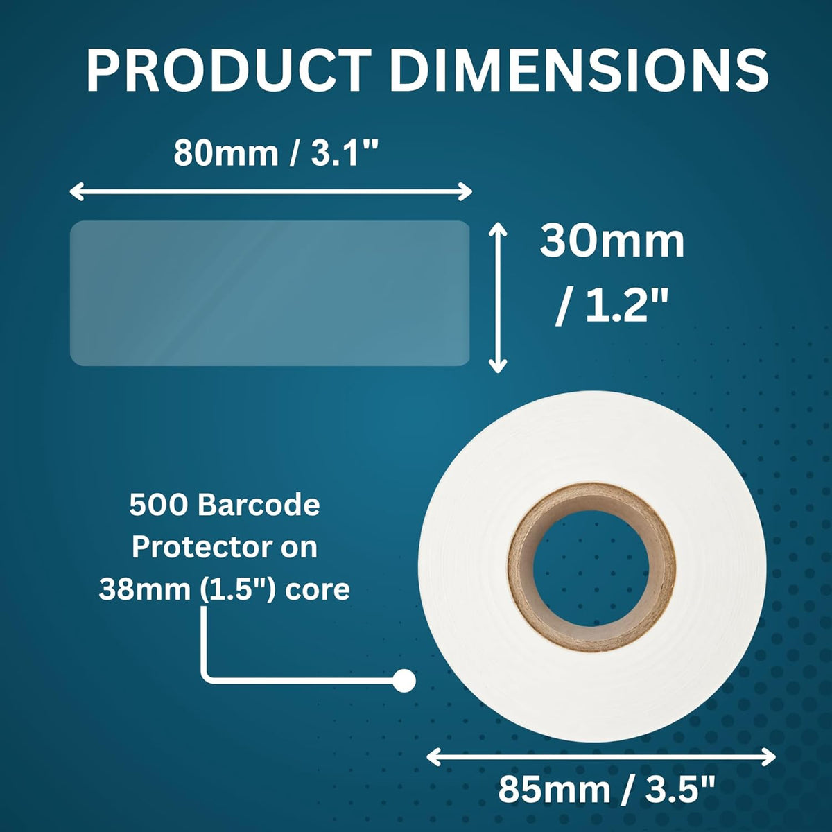 Clear Label Protectors - 1.2" x 3.1" (30mm x 80mm), Waterproof Barcode Covers for Books, QR Codes & Shipping Labels, 500/Roll