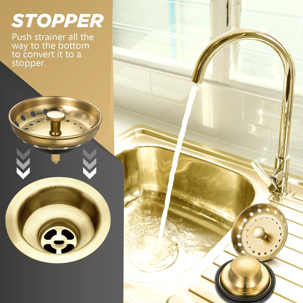 2 Pcs 3.5 Inch Kitchen Sink Strainer Stopper Stainless Steel Garbage Disposal Plug Sink Drain Strainer Basket Stopper for Replacement(Matte Black)