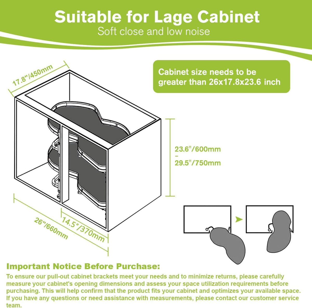 Blind Corner Cabinet Pull Out Organizer, Soft Close Swing Left Pull Out Cabinet Organizer 30inch, Corner Cabinet Lazy Susan for Cabinet Blind Shelf, 2 Tiers Tray, Adjustable Height