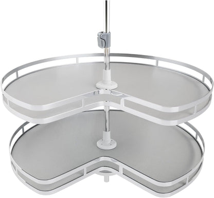 Blind Corner Cabinet Pull Out Organizer, Soft Close Swing Left Pull Out Cabinet Organizer 30inch, Corner Cabinet Lazy Susan for Cabinet Blind Shelf, 2 Tiers Tray, Adjustable Height