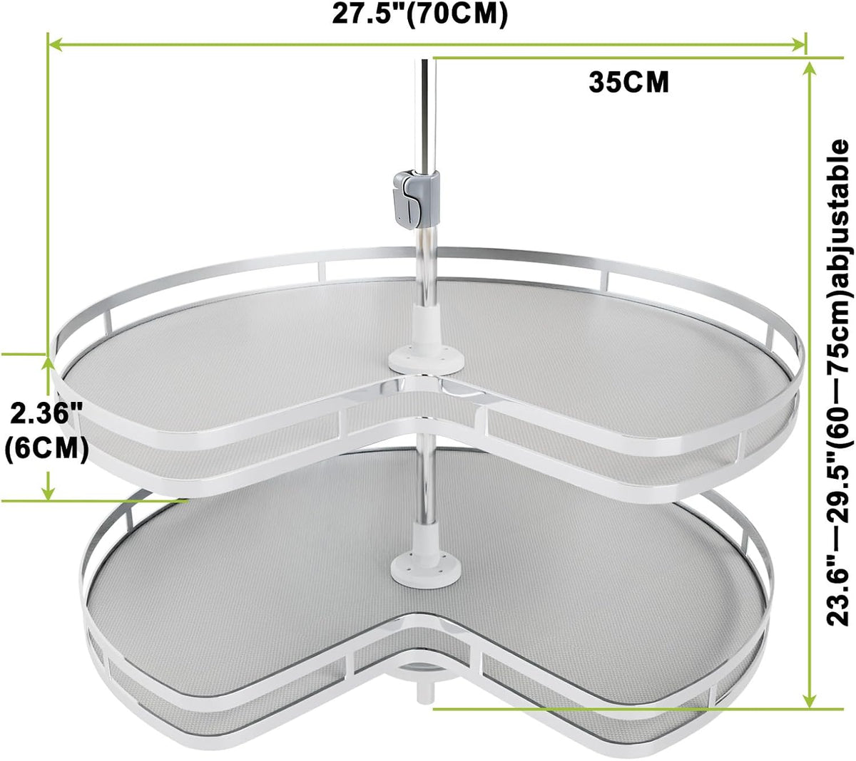 Blind Corner Cabinet Pull Out Organizer, Soft Close Swing Left Pull Out Cabinet Organizer 30inch, Corner Cabinet Lazy Susan for Cabinet Blind Shelf, 2 Tiers Tray, Adjustable Height