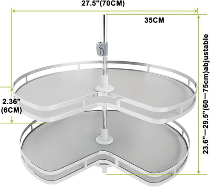 Blind Corner Cabinet Pull Out Organizer, Soft Close Swing Left Pull Out Cabinet Organizer 30inch, Corner Cabinet Lazy Susan for Cabinet Blind Shelf, 2 Tiers Tray, Adjustable Height