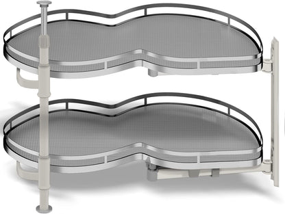 Blind Corner Cabinet Pull Out Organizer, Soft Close Swing Left Pull Out Cabinet Organizer 30inch, Corner Cabinet Lazy Susan for Cabinet Blind Shelf, 2 Tiers Tray, Adjustable Height