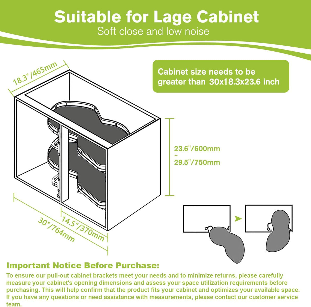 Blind Corner Cabinet Pull Out Organizer, Soft Close Swing Left Pull Out Cabinet Organizer 30inch, Corner Cabinet Lazy Susan for Cabinet Blind Shelf, 2 Tiers Tray, Adjustable Height