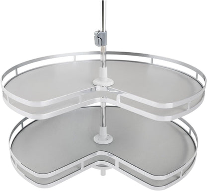 Blind Corner Cabinet Pull Out Organizer, Soft Close Swing Left Pull Out Cabinet Organizer 30inch, Corner Cabinet Lazy Susan for Cabinet Blind Shelf, 2 Tiers Tray, Adjustable Height