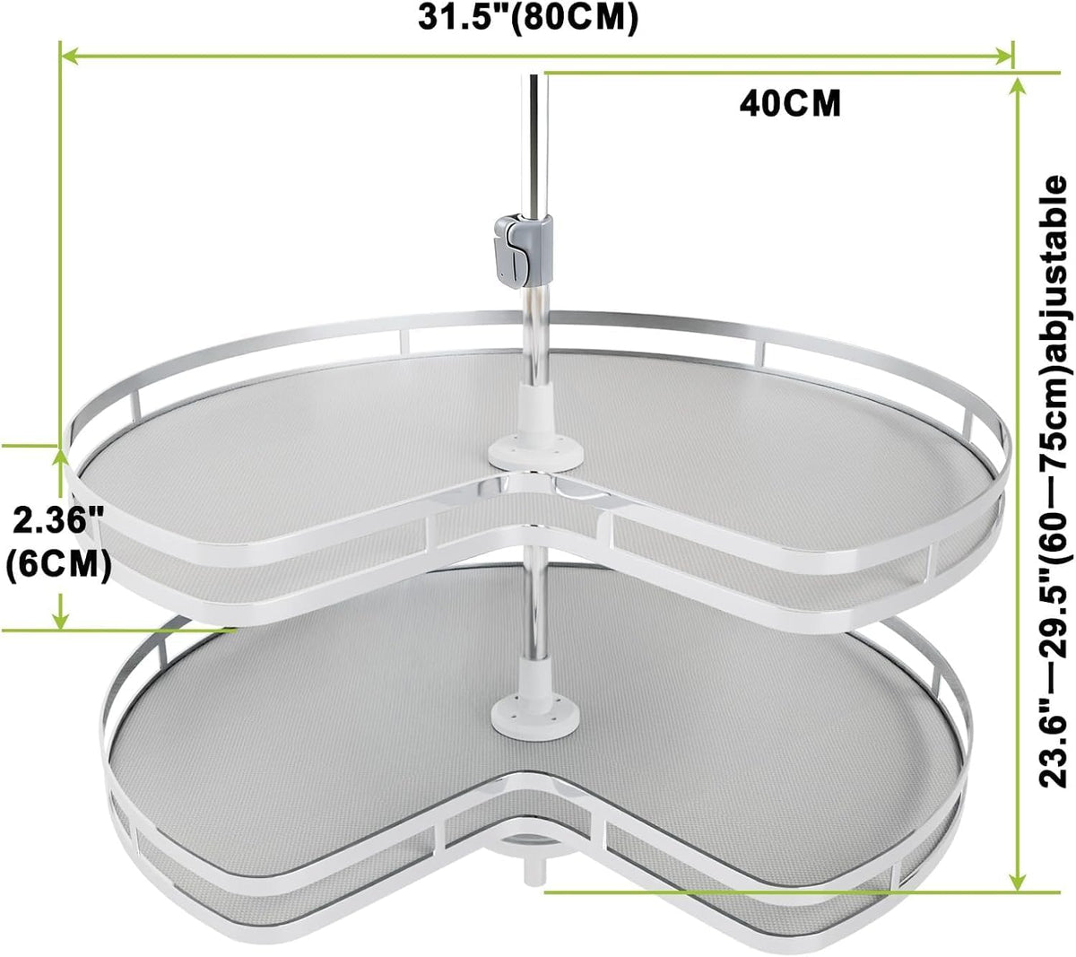 Blind Corner Cabinet Pull Out Organizer, Soft Close Swing Left Pull Out Cabinet Organizer 30inch, Corner Cabinet Lazy Susan for Cabinet Blind Shelf, 2 Tiers Tray, Adjustable Height