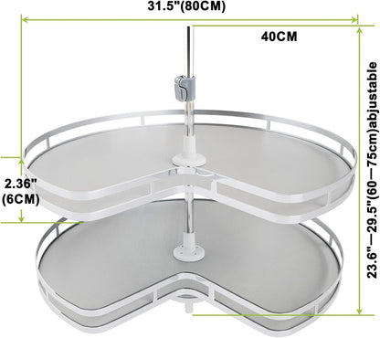 Blind Corner Cabinet Pull Out Organizer, Soft Close Swing Left Pull Out Cabinet Organizer 30inch, Corner Cabinet Lazy Susan for Cabinet Blind Shelf, 2 Tiers Tray, Adjustable Height