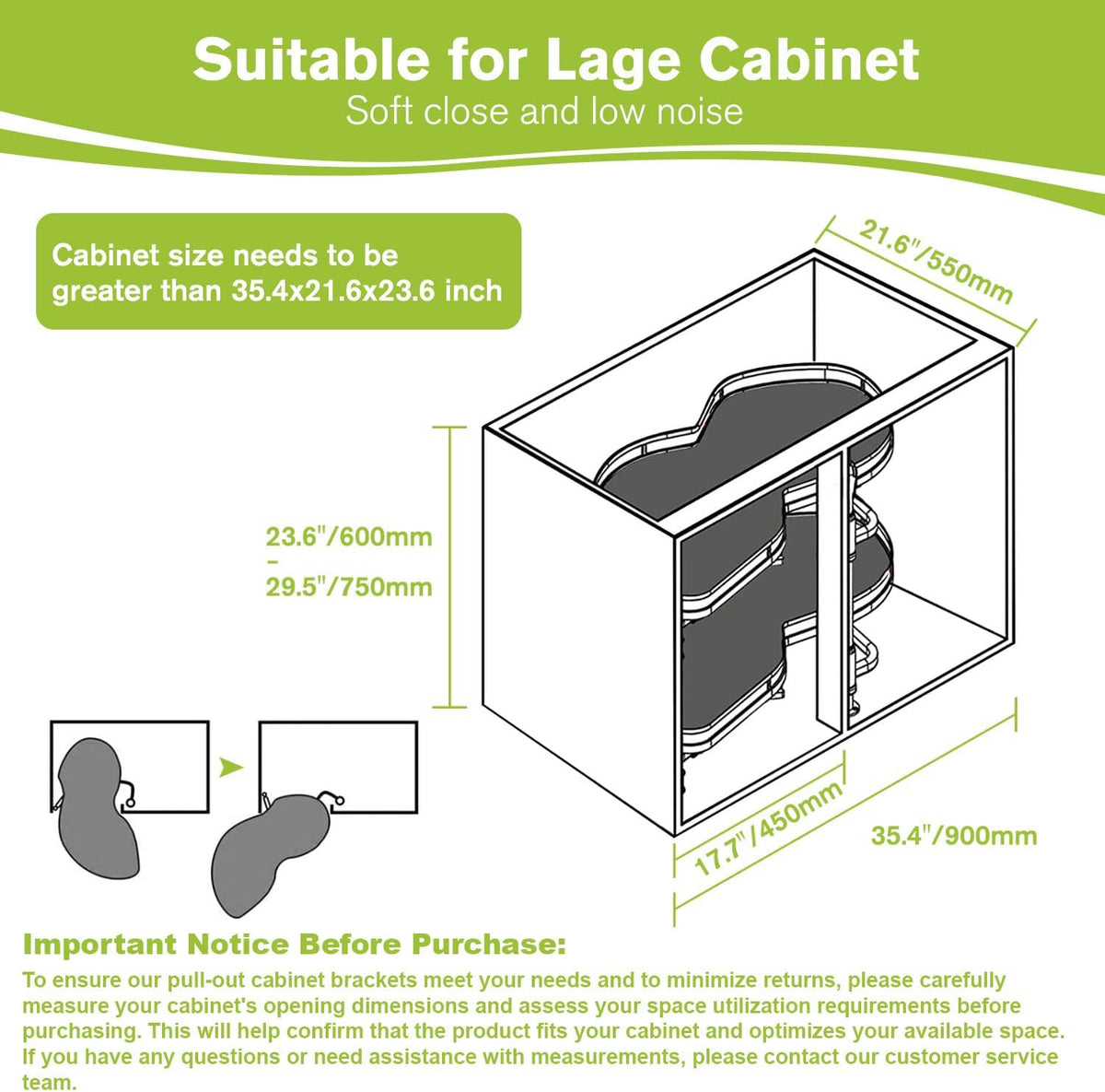 Blind Corner Cabinet Pull Out Organizer, Soft Close Swing Left Pull Out Cabinet Organizer 30inch, Corner Cabinet Lazy Susan for Cabinet Blind Shelf, 2 Tiers Tray, Adjustable Height