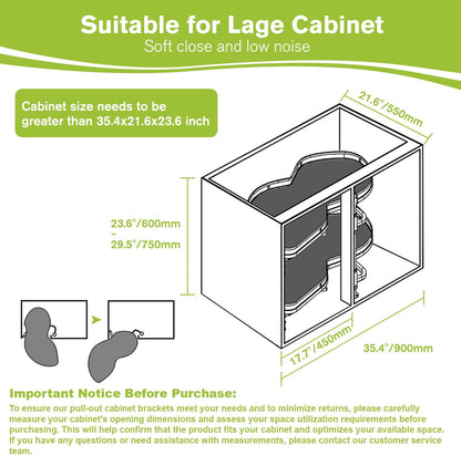 Blind Corner Cabinet Pull Out Organizer, Soft Close Swing Left Pull Out Cabinet Organizer 30inch, Corner Cabinet Lazy Susan for Cabinet Blind Shelf, 2 Tiers Tray, Adjustable Height