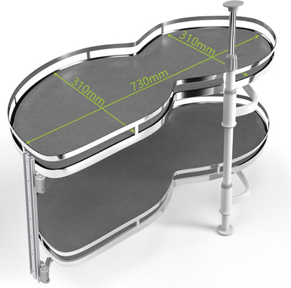 Blind Corner Cabinet Pull Out Organizer, Soft Close Swing Left Pull Out Cabinet Organizer 30inch, Corner Cabinet Lazy Susan for Cabinet Blind Shelf, 2 Tiers Tray, Adjustable Height