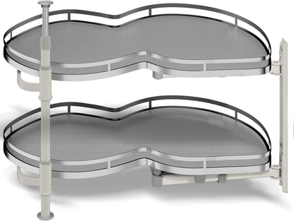 Blind Corner Cabinet Pull Out Organizer, Soft Close Swing Left Pull Out Cabinet Organizer 30inch, Corner Cabinet Lazy Susan for Cabinet Blind Shelf, 2 Tiers Tray, Adjustable Height
