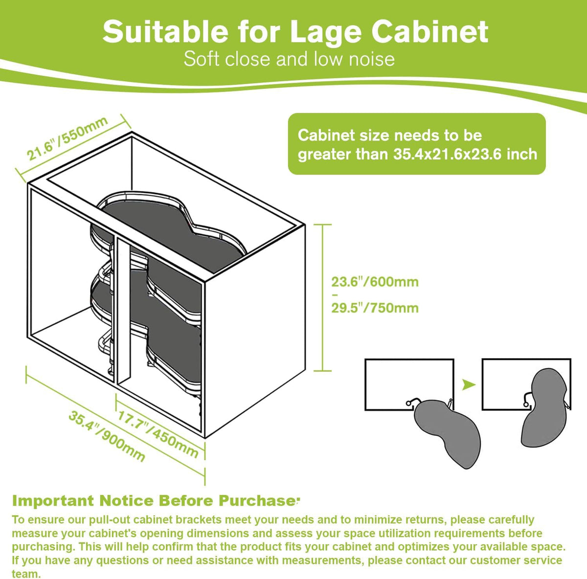 Blind Corner Cabinet Pull Out Organizer, Soft Close Swing Left Pull Out Cabinet Organizer 30inch, Corner Cabinet Lazy Susan for Cabinet Blind Shelf, 2 Tiers Tray, Adjustable Height