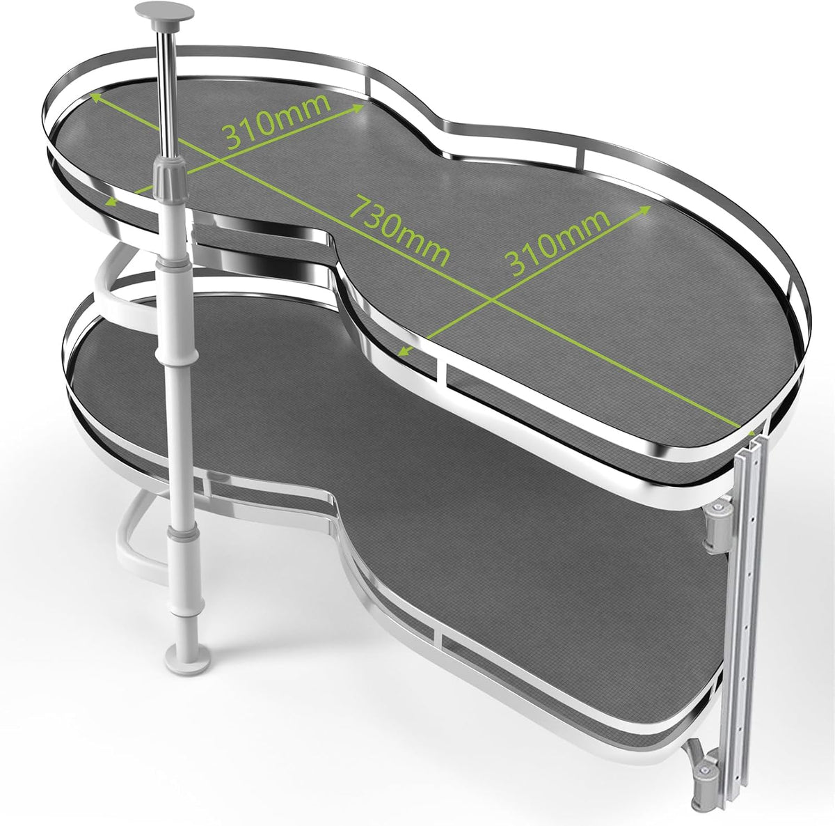 Blind Corner Cabinet Pull Out Organizer, Soft Close Swing Left Pull Out Cabinet Organizer 30inch, Corner Cabinet Lazy Susan for Cabinet Blind Shelf, 2 Tiers Tray, Adjustable Height