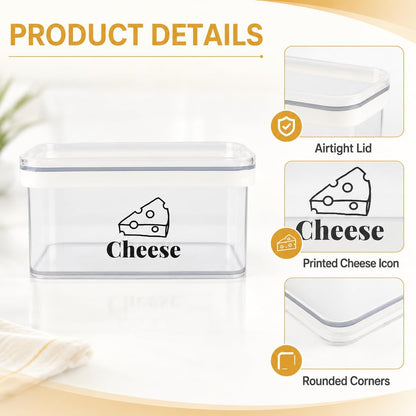 Cheese Container for Refrigerator 2 Pack,Shredded Cheese Storage Container With Lid,Bpa-Free Deli Meat Storage Containers,Cream Cheeses,Fridge Organizers and Storage for Slice Cheeses Holder
