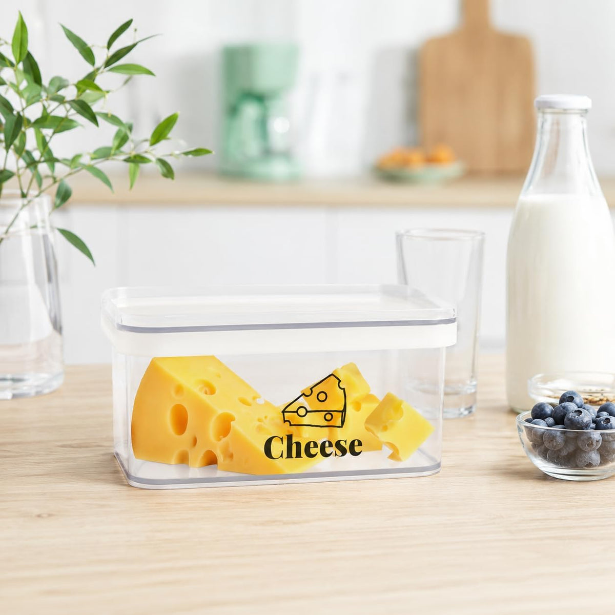 Cheese Container for Refrigerator 2 Pack,Shredded Cheese Storage Container With Lid,Bpa-Free Deli Meat Storage Containers,Cream Cheeses,Fridge Organizers and Storage for Slice Cheeses Holder