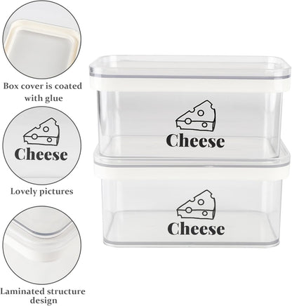 Cheese Container for Refrigerator 2 Pack,Shredded Cheese Storage Container With Lid,Bpa-Free Deli Meat Storage Containers,Cream Cheeses,Fridge Organizers and Storage for Slice Cheeses Holder