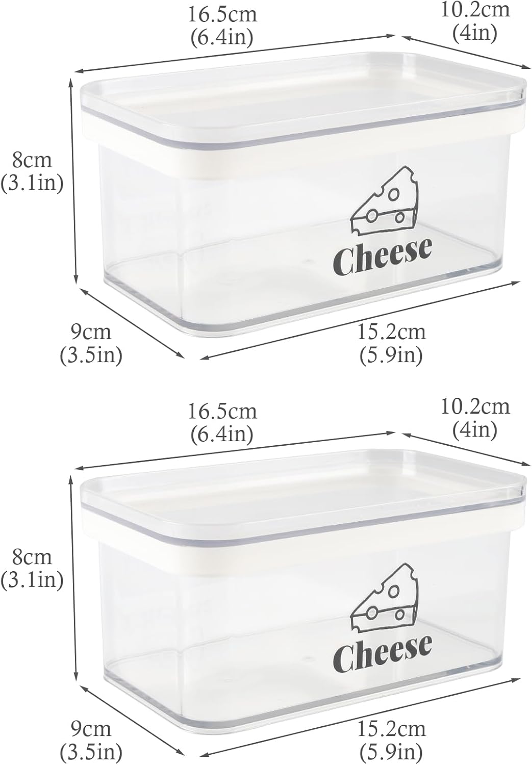 Cheese Container for Refrigerator 2 Pack,Shredded Cheese Storage Container With Lid,Bpa-Free Deli Meat Storage Containers,Cream Cheeses,Fridge Organizers and Storage for Slice Cheeses Holder
