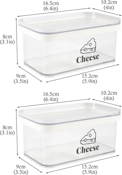 Cheese Container for Refrigerator 2 Pack,Shredded Cheese Storage Container With Lid,Bpa-Free Deli Meat Storage Containers,Cream Cheeses,Fridge Organizers and Storage for Slice Cheeses Holder