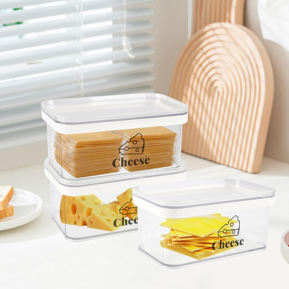 Cheese Container for Refrigerator 2 Pack,Shredded Cheese Storage Container With Lid,Bpa-Free Deli Meat Storage Containers,Cream Cheeses,Fridge Organizers and Storage for Slice Cheeses Holder