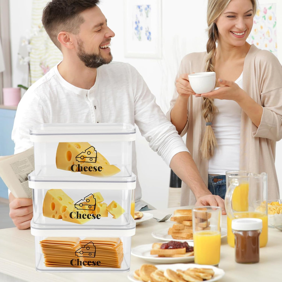 Cheese Container for Refrigerator 2 Pack,Shredded Cheese Storage Container With Lid,Bpa-Free Deli Meat Storage Containers,Cream Cheeses,Fridge Organizers and Storage for Slice Cheeses Holder