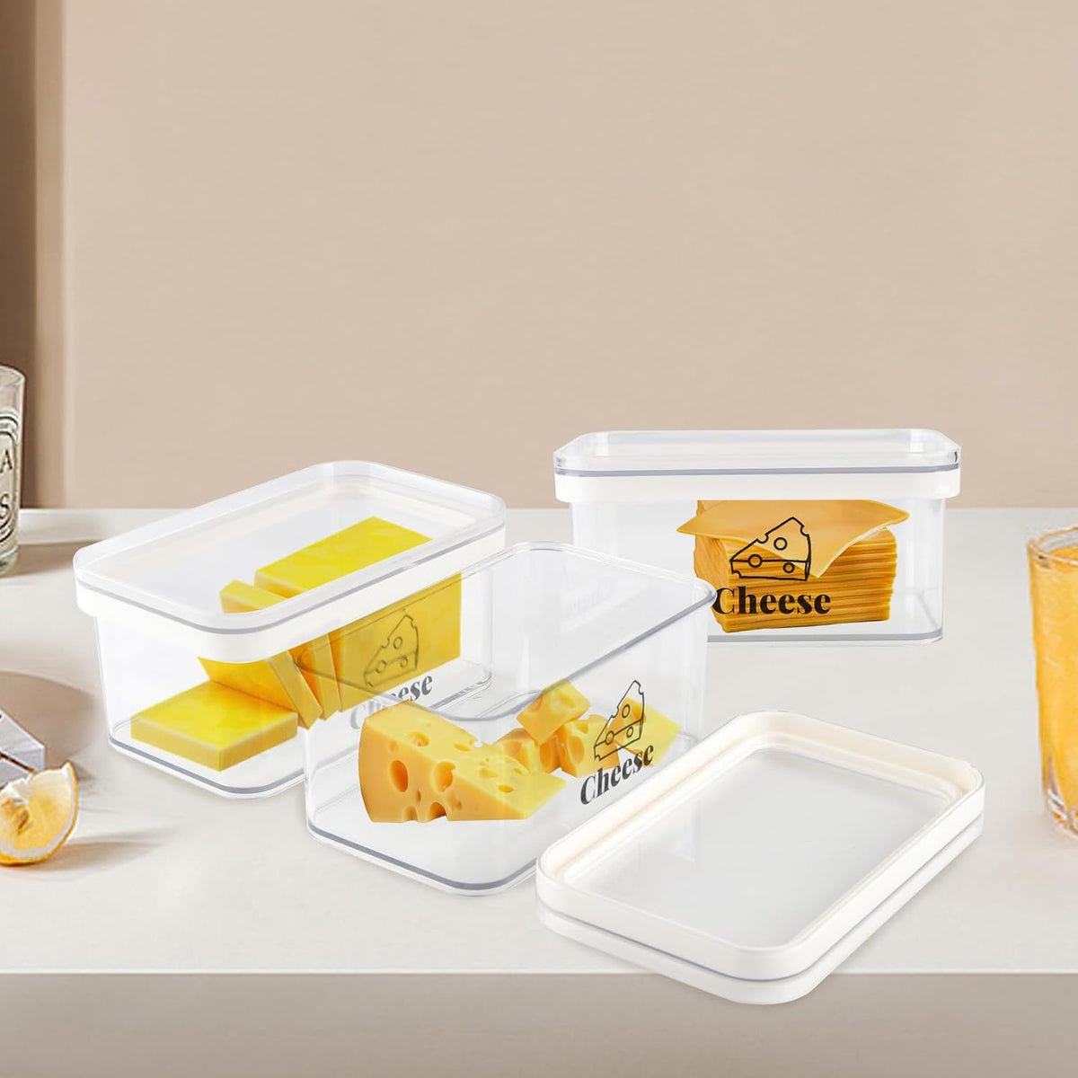 Cheese Container for Refrigerator 2 Pack,Shredded Cheese Storage Container With Lid,Bpa-Free Deli Meat Storage Containers,Cream Cheeses,Fridge Organizers and Storage for Slice Cheeses Holder